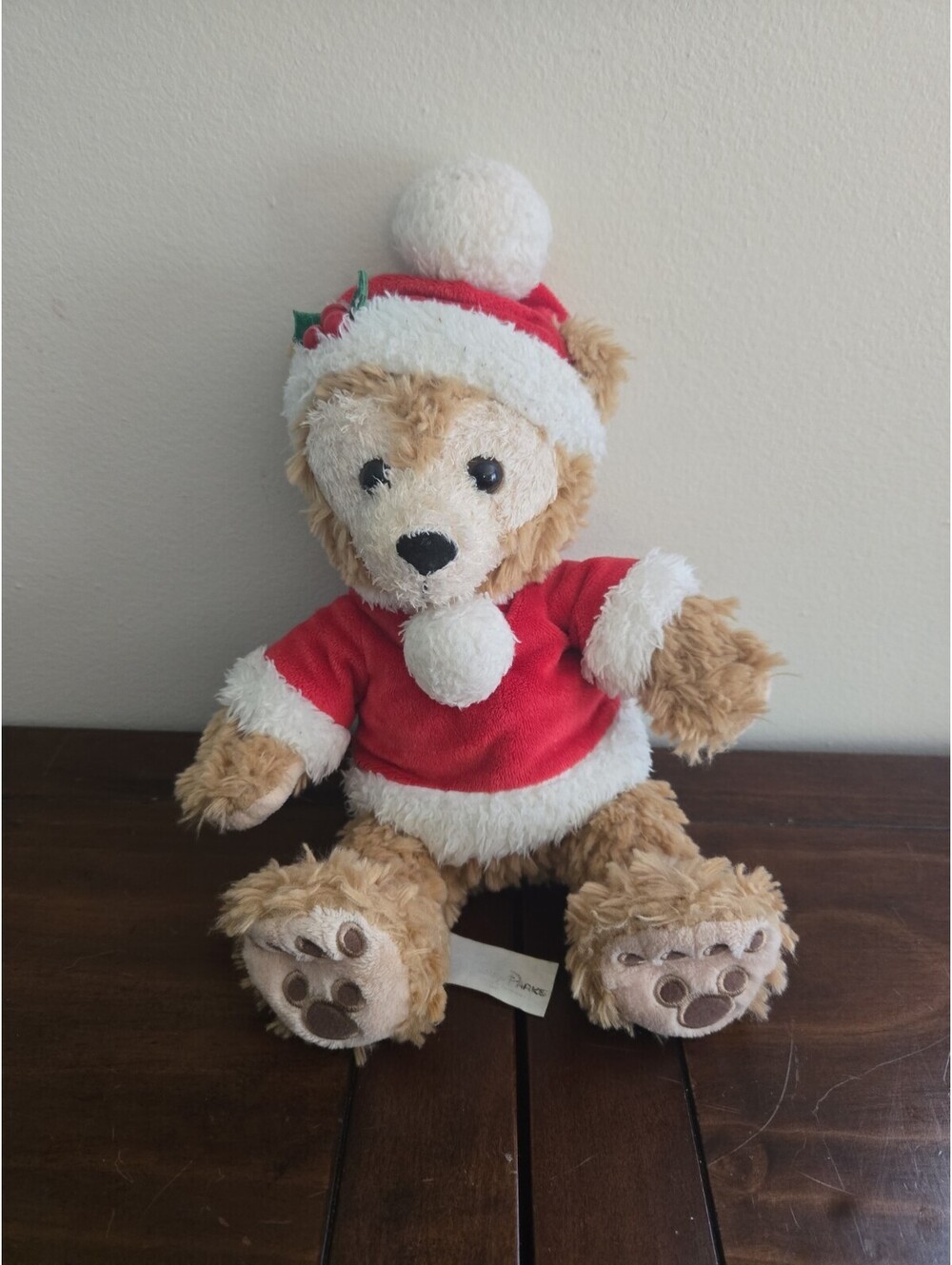 Disney Parks 10” Duffy The Disney Bear Christmas Red Santa Hat Jacket Fur Trim